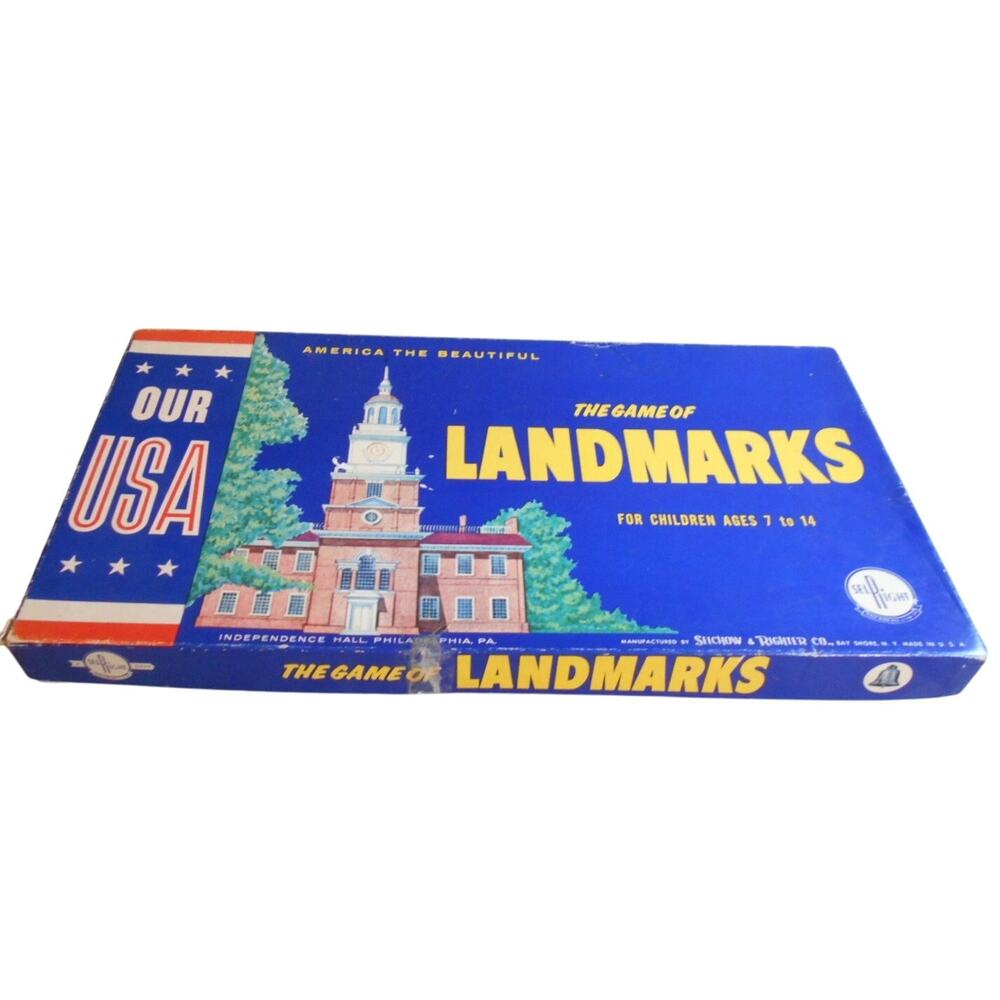 Vintage 1962 Our USA: The Game of Landmarks Selchow & Richter Complete